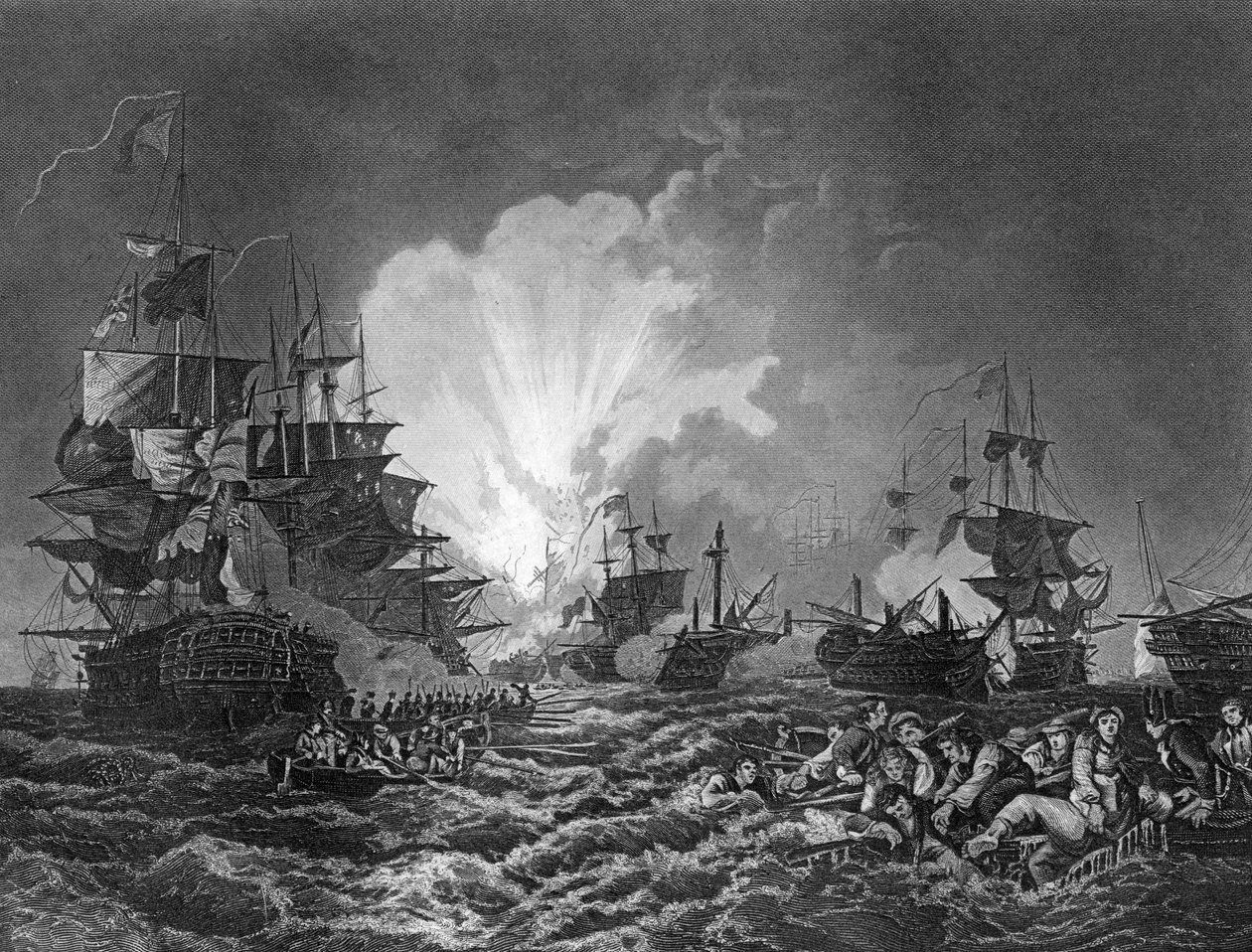 The Battle of the Nile, Egypt, 1 August 1798 by J. Rogers