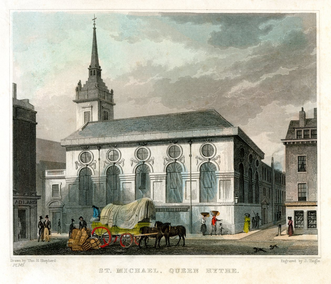 Church of St Michael Queenhithe, City of London by J. Tingle