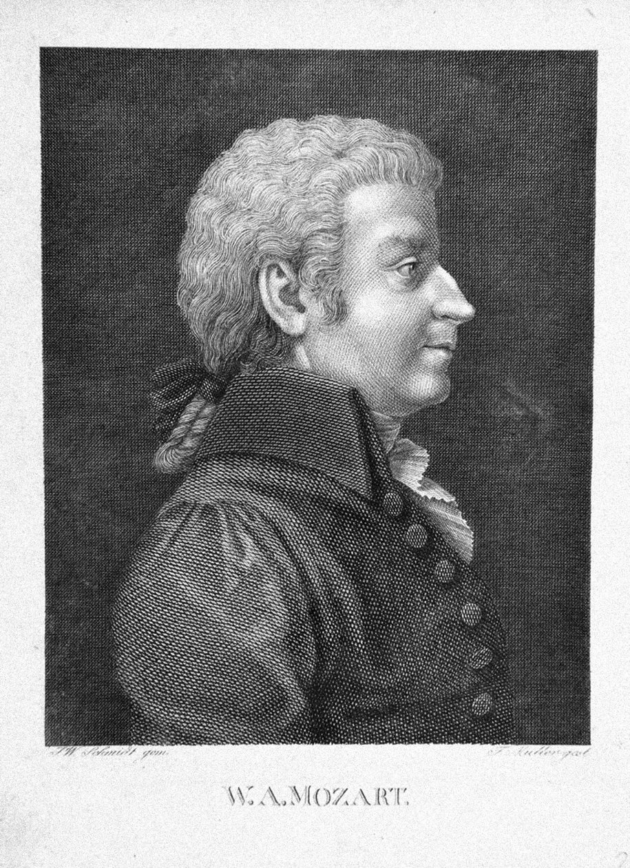 Wolfgang Amadeus Mozart, ca 1825 by J. W. Schmidt