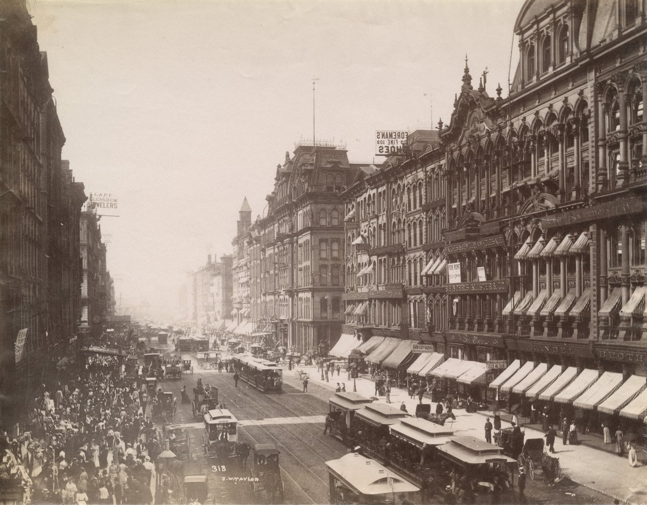 View of State Street Looking North from Madison Street, Chicago, 1890 by J. W. Taylor