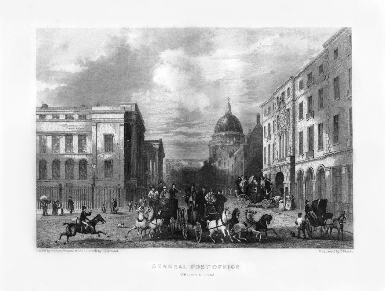 General Post Office, London, 19th century by J. Woods