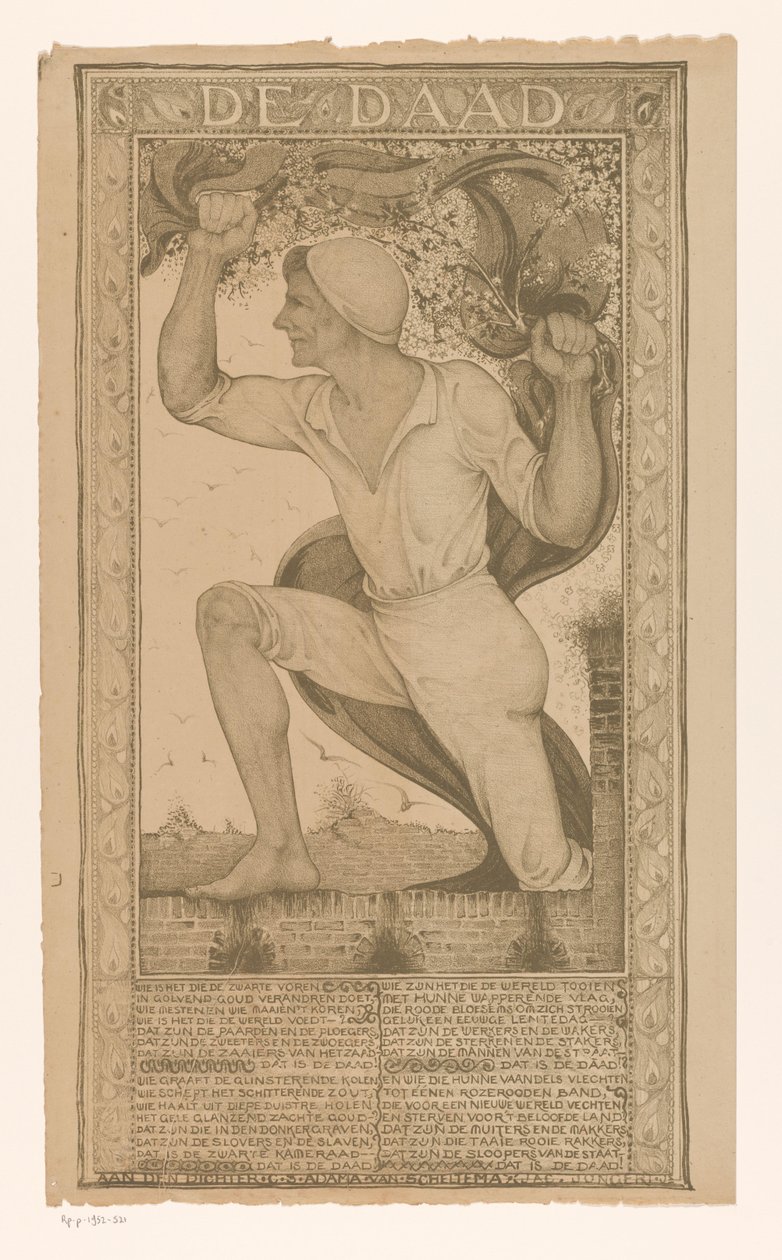 Man with Banner and Blossom Branch by Jac Jongert