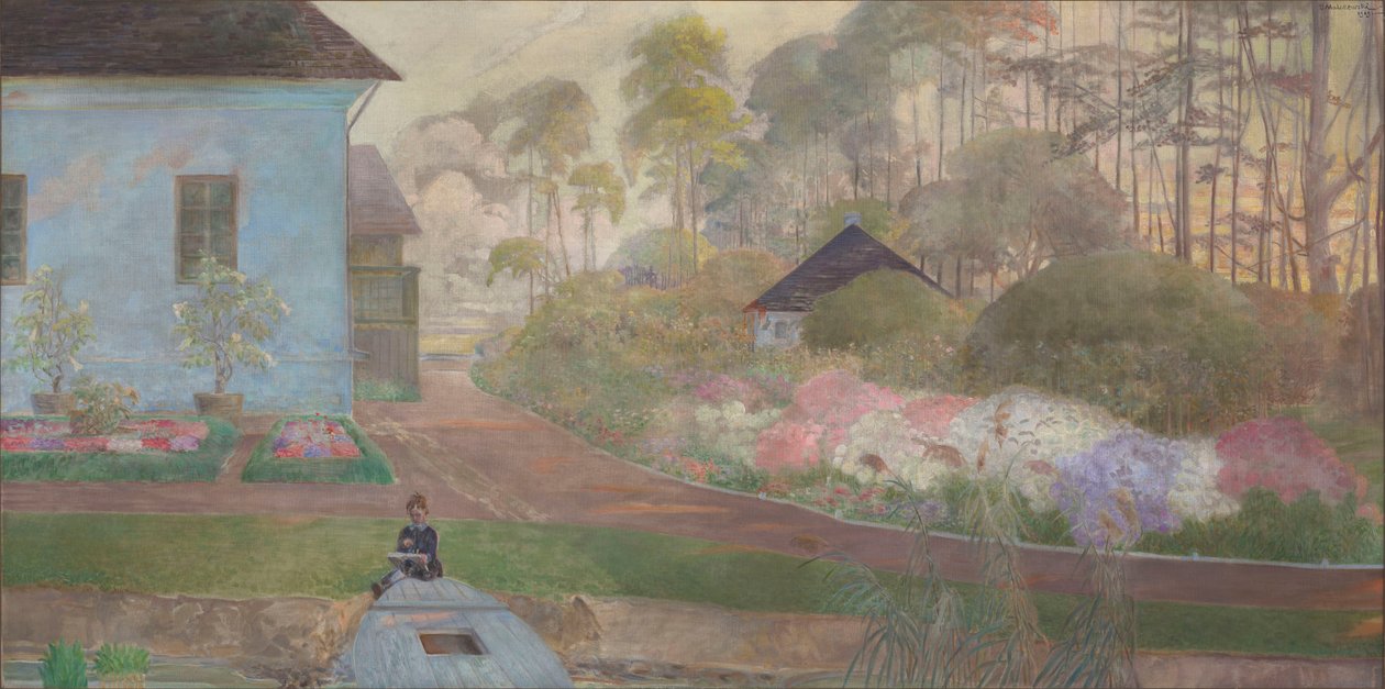 Childhood - Jacek by the Pond in Wielgie by Jacek Malczewski