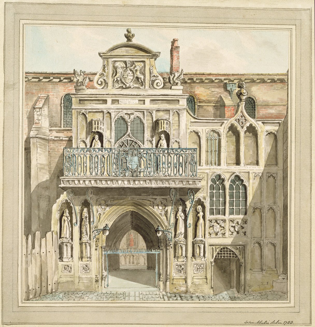 The Old Facade of the Guildhall, City of London, 1788 by Jacob Schnebbelie