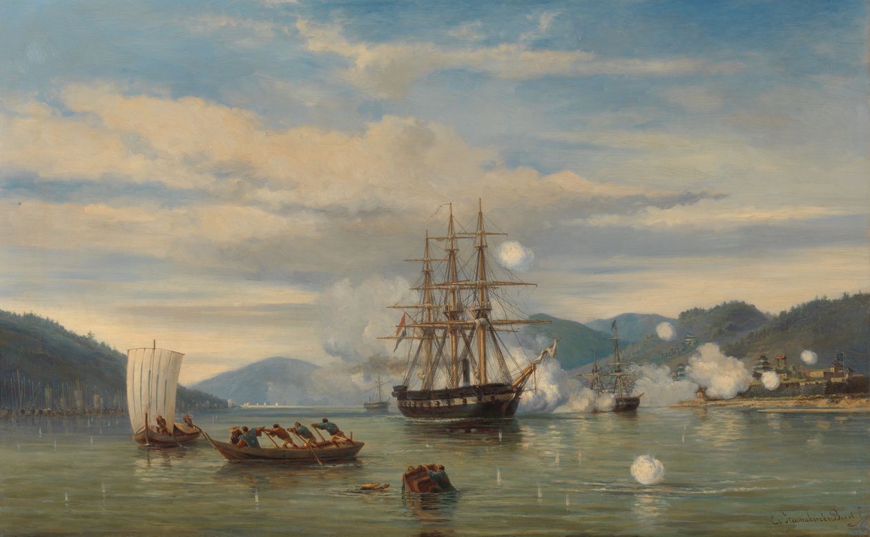 The Dutch, English, French and American Squadrons in Japanese Waters During the Expedition Led by the French Commander Constant Jaurès by Jacob Eduard van Heemskerck van Beest
