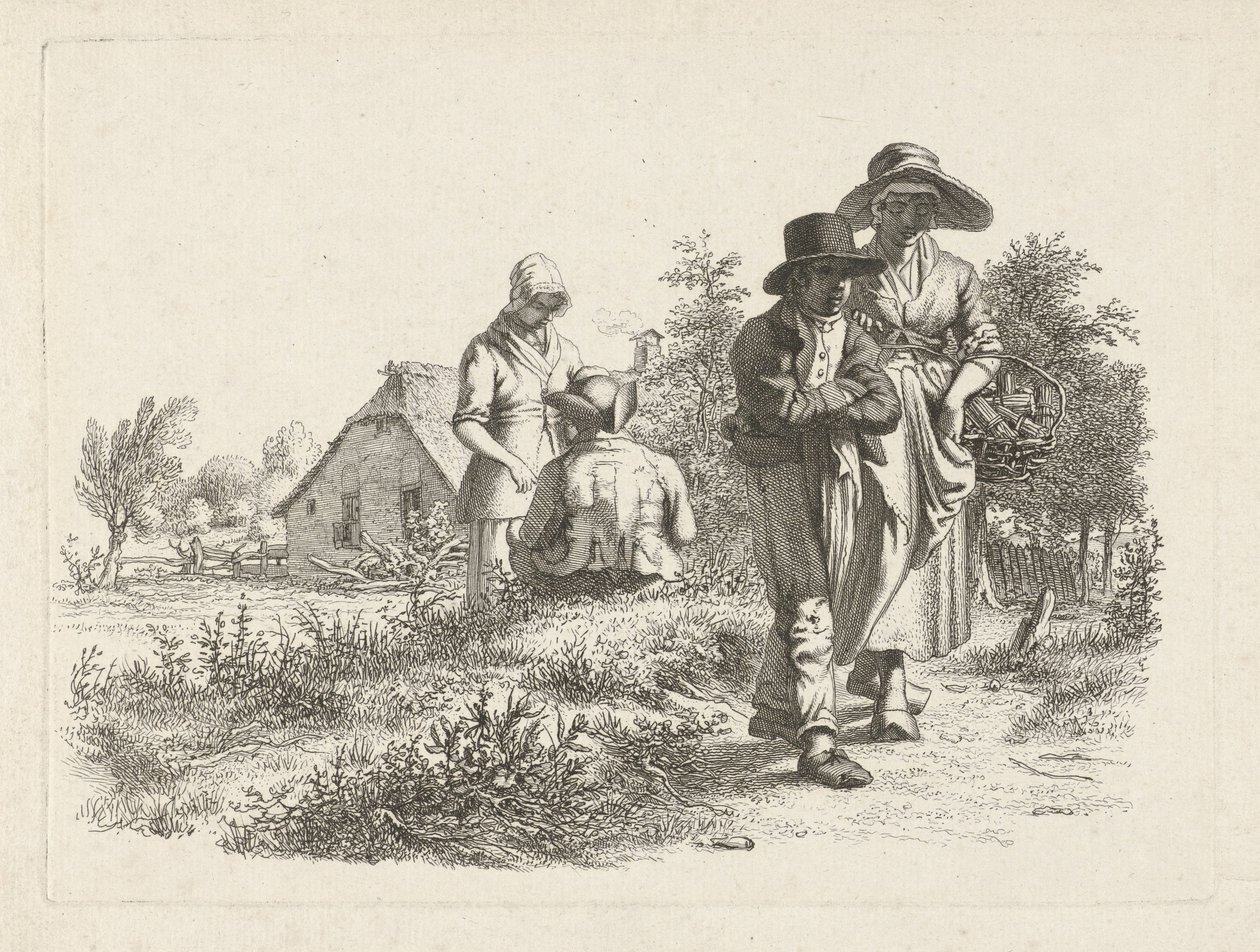 Blind Woman and Conversing Figures by a Farm (Study Prints / Etudes Gravées) by Jacob Ernst Marcus