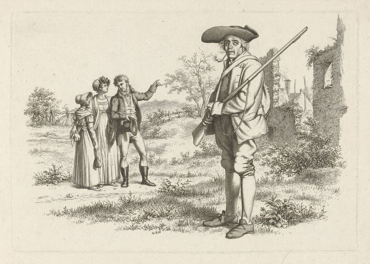 Hunter and a Group by Ruins (series title: Study Prints / Etudes gravées) by Jacob Ernst Marcus