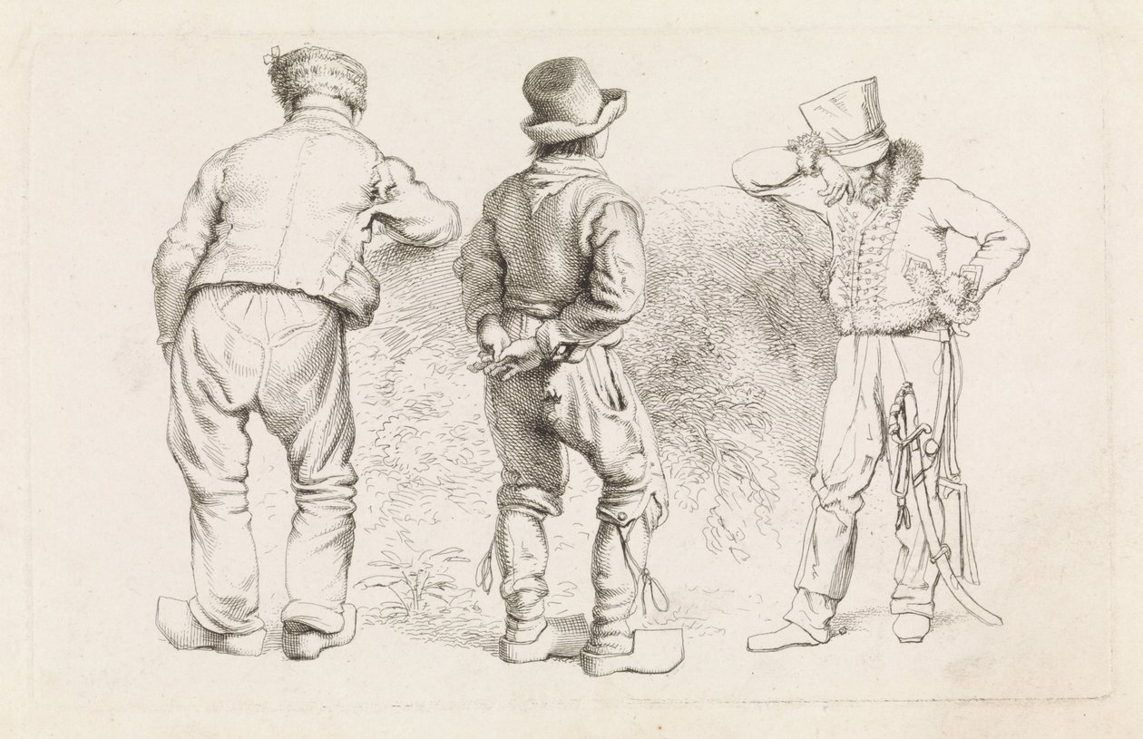 Study Sheet with Three Standing Figures (series title: Study Prints / Etudes gravées) by Jacob Ernst Marcus