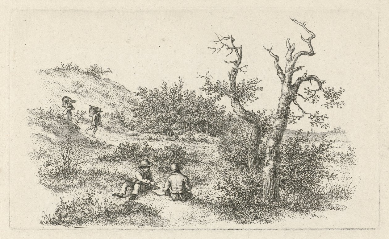 Draftsmen in a Dune Landscape by Jacob Ernst Marcus