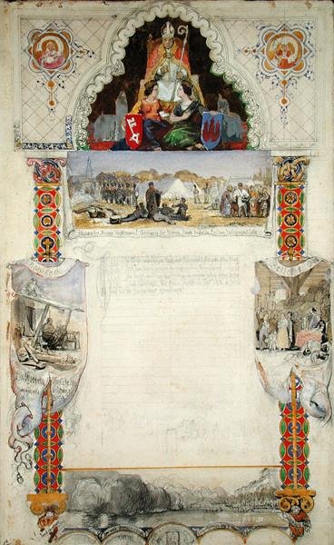 Design for a thanks document to Bremen from Hamburg, 1843 by Jacob Gensler