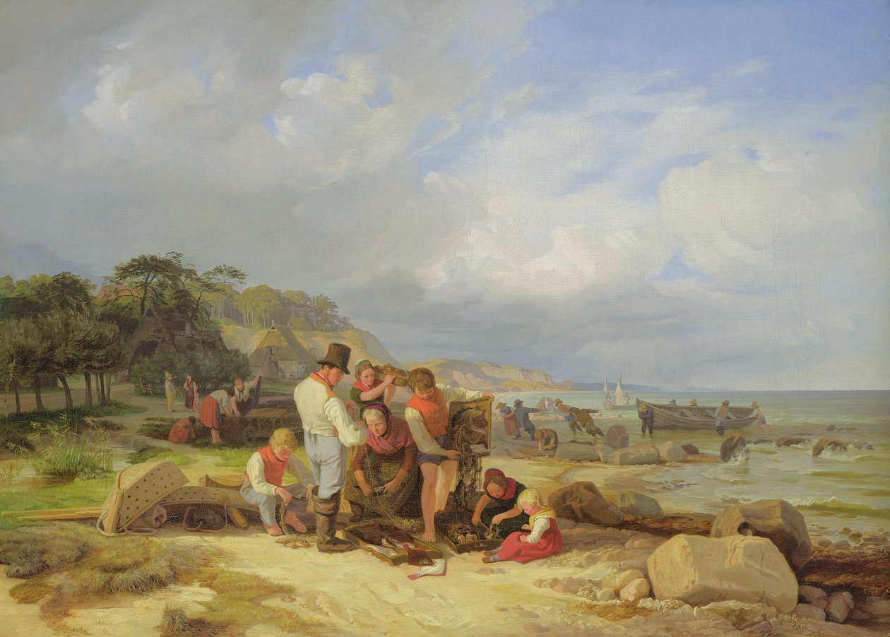 Fishermen in Probstei, 1835 by Jacob Gensler