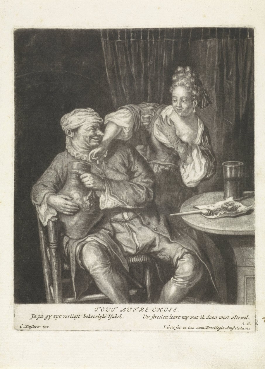 Woman and Man with a Wine Jug by Jacob Gole