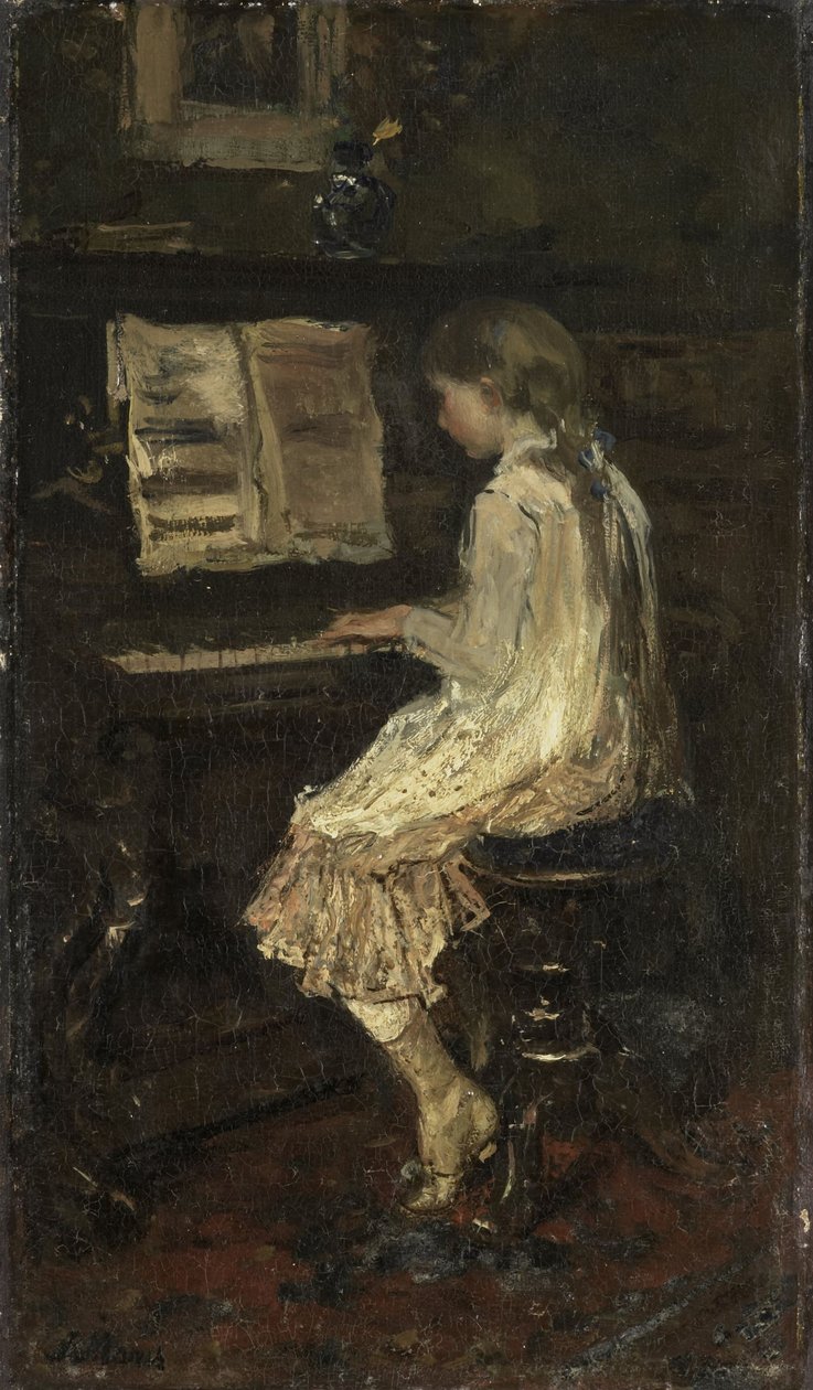 Girl at the Piano by Jacob Henricus or Hendricus Maris