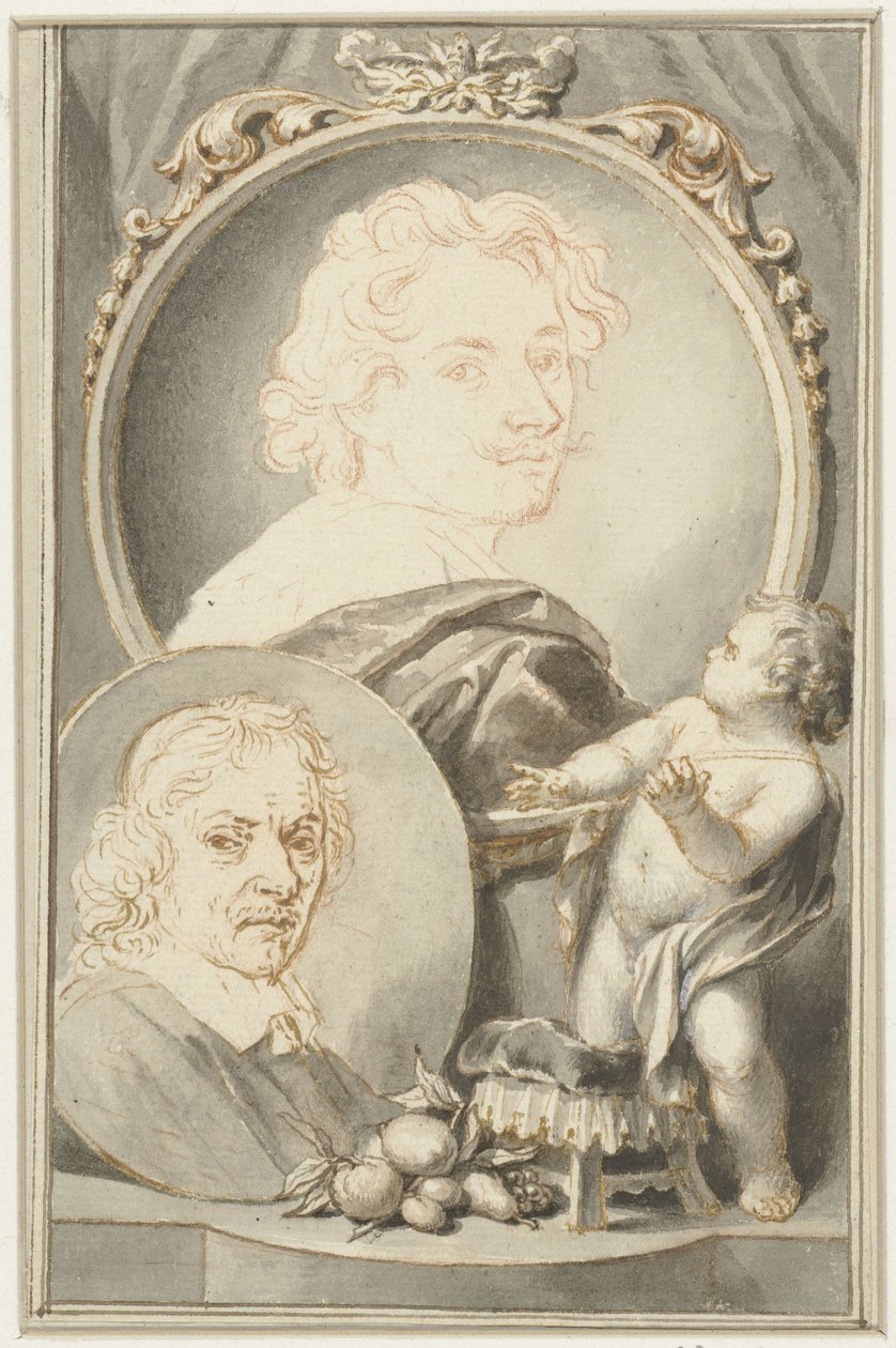 Portraits of Anton van Dyck and Jacob de Bray by Jacob Houbraken