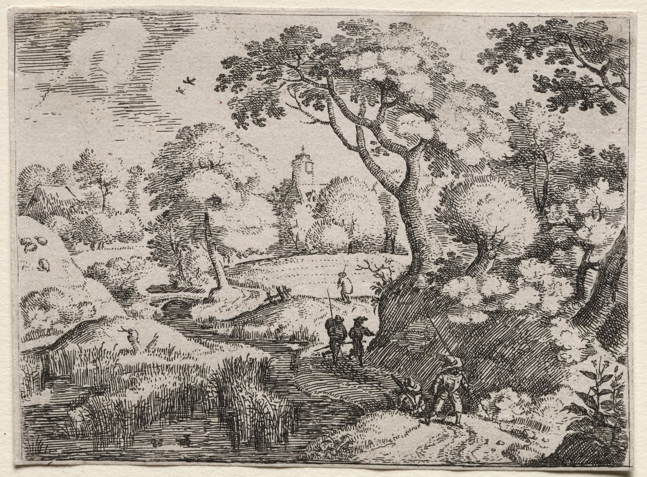 Six Landscapes: Path Between Swamp and Wooded Bank by Jacob I Savery