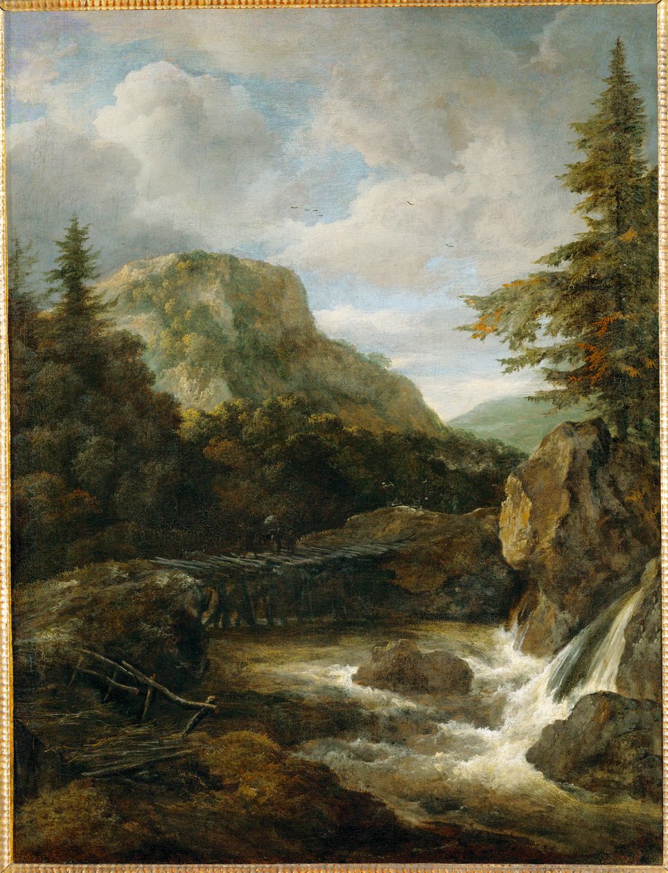 Mountain Landscape with Waterfall by Jacob Isaaksz. or Isaacksz. van Ruisdael