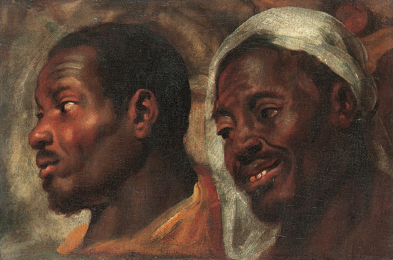 Head studies of two African men by Jacob Jordaens