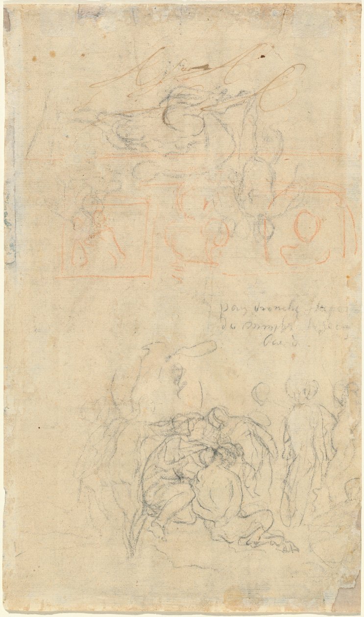 Sheet of Studies with the Drunken Pan and Nymphs (verso) by Jacob Jordaens