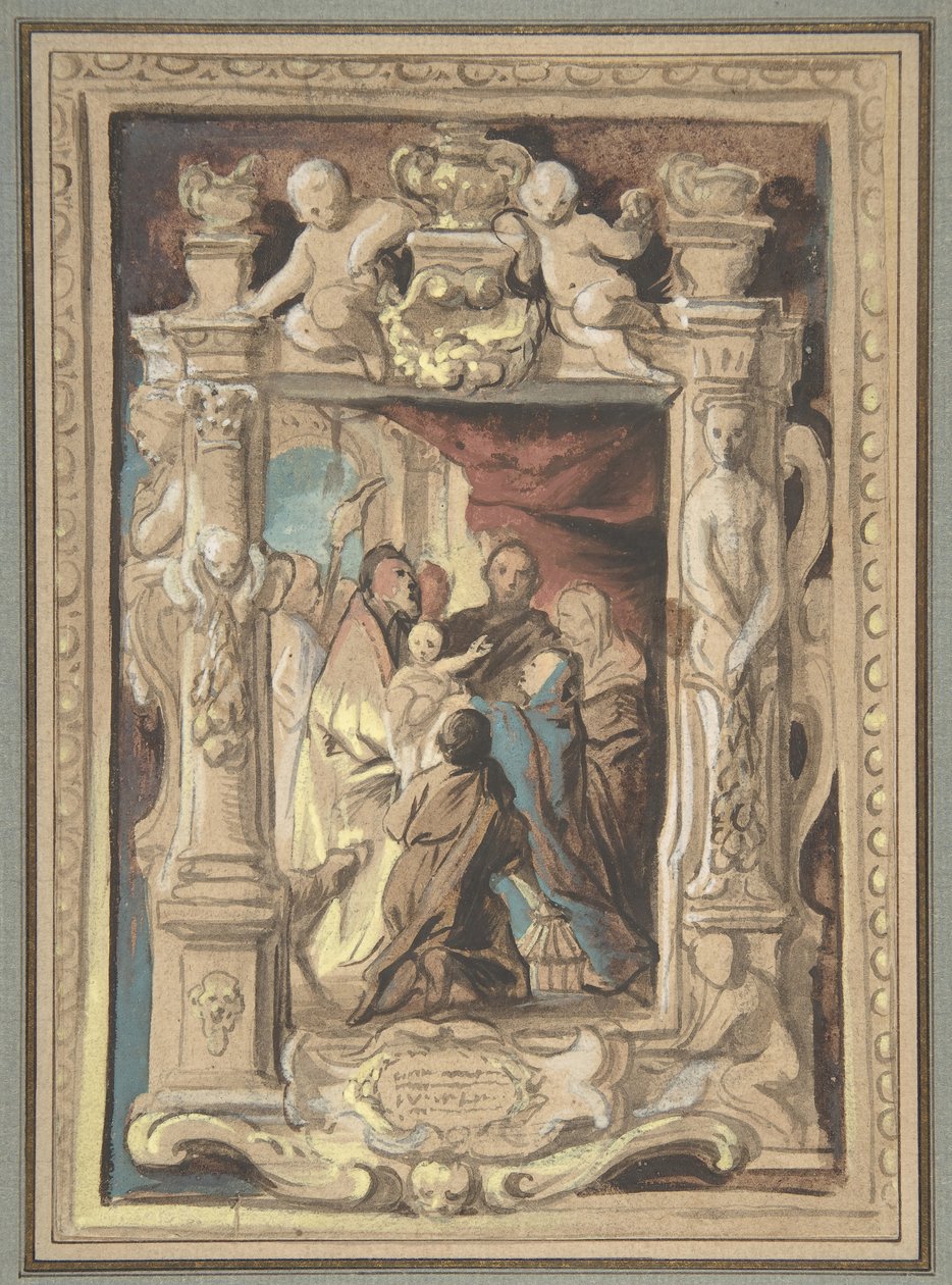 The Presentation in the Temple, with a Design for a Sculpted Frame, ca. 1630-1635 by Jacob Jordaens