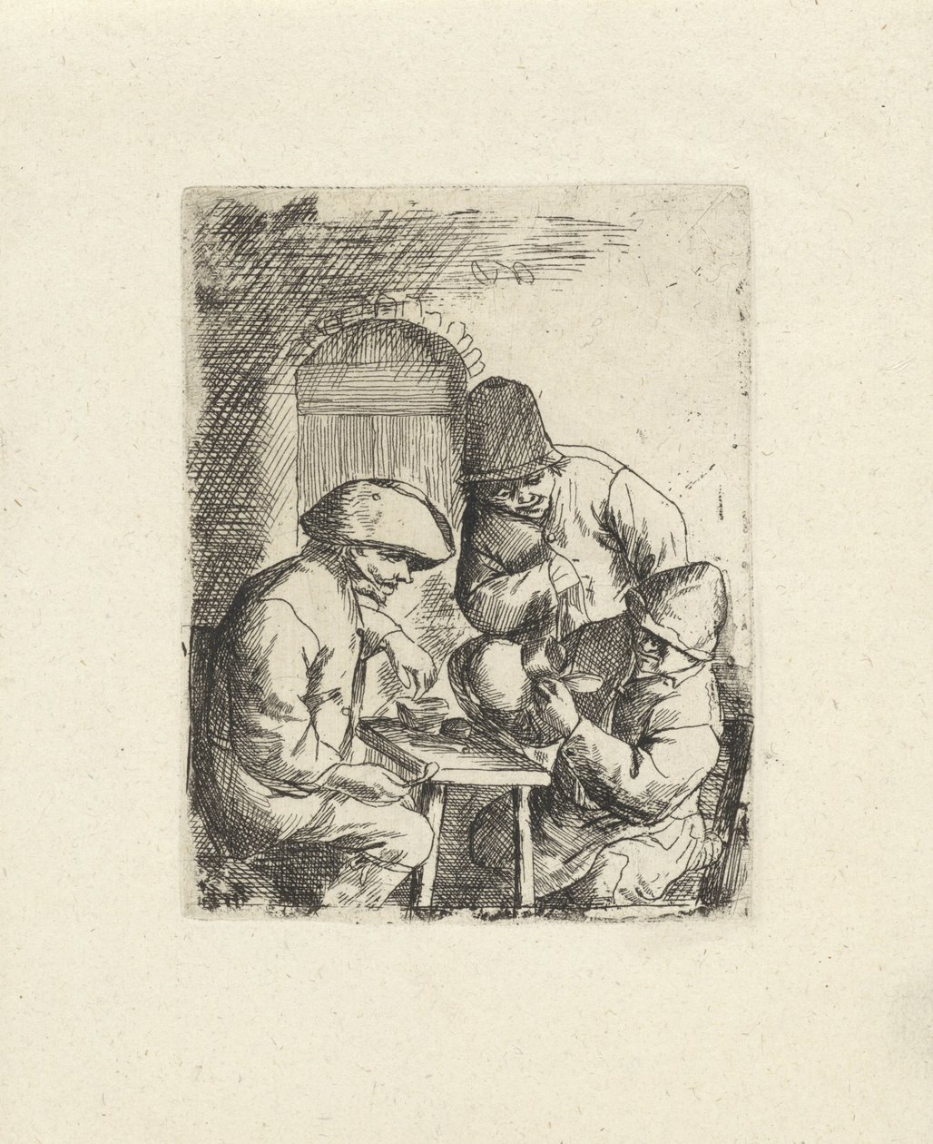 Three Men and an Empty Jug (Copies after Adriaan van Ostade) by Jacob Laurensz. van der Vinne