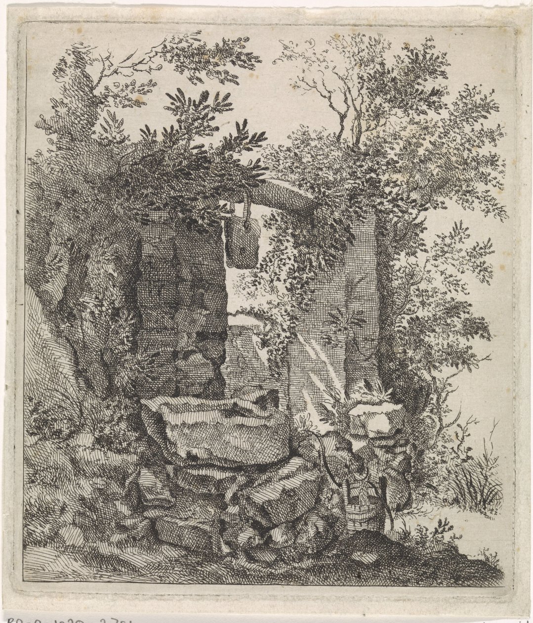 Dilapidated Stone Gate in a Landscape by Jacob Lutma