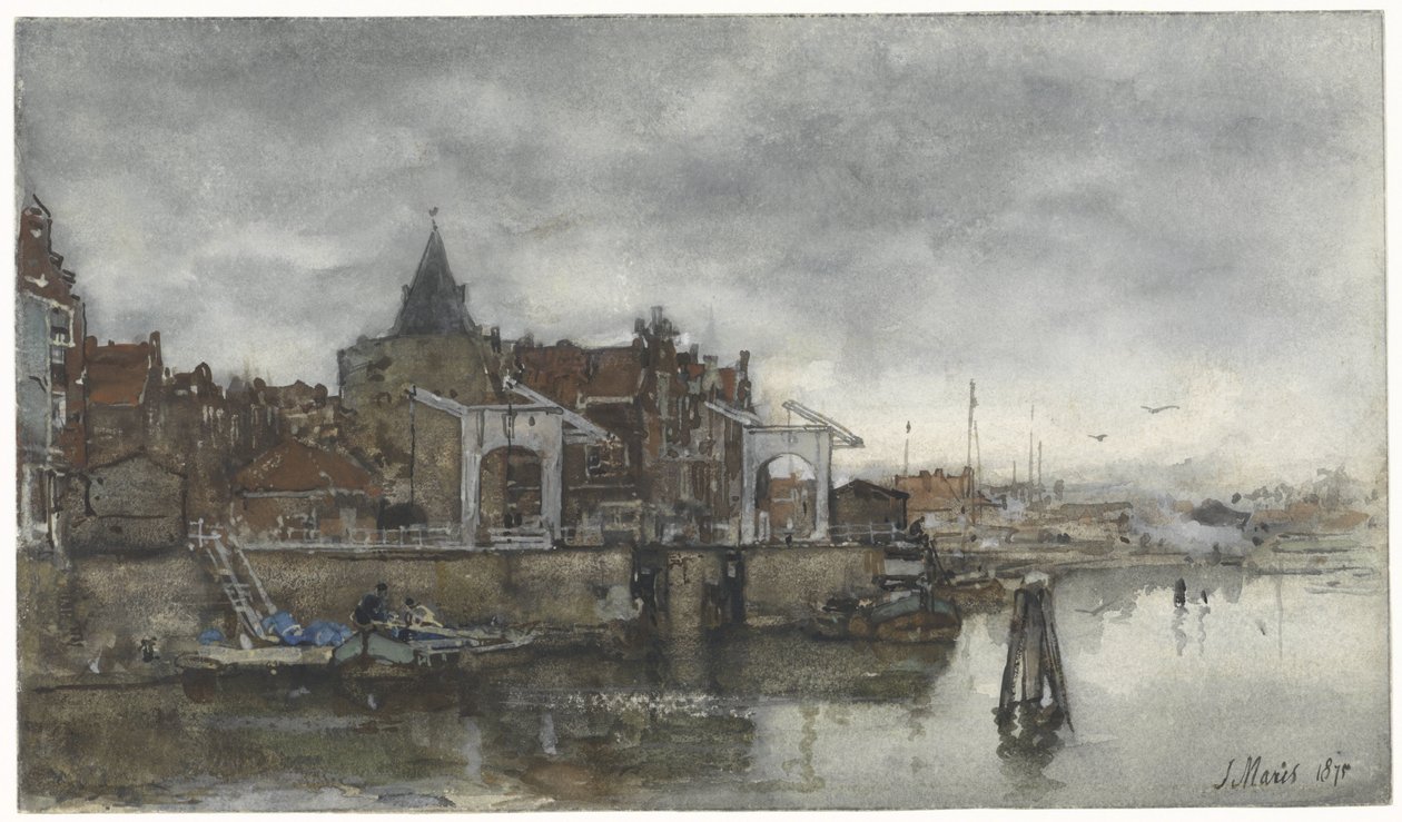 The Buitenkant with the Schreierstoren in Amsterdam by Jacob Maris