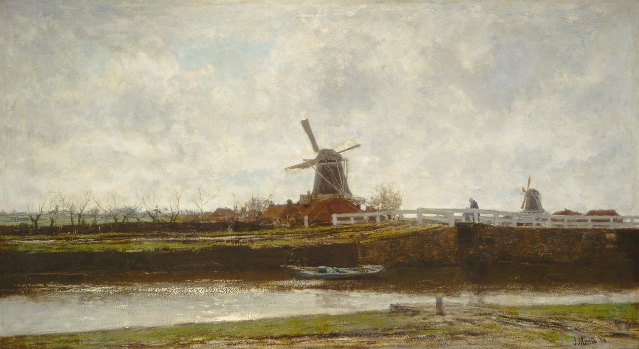 View of the Mill and Bridge on the Noordwest Buitensingel in The Hague by Jacob Maris