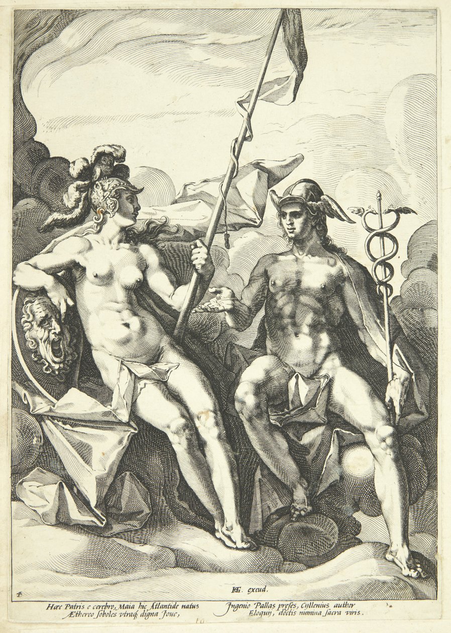 The Alliance between Athena and Mercury (Hermathena) by Jacob Matham
