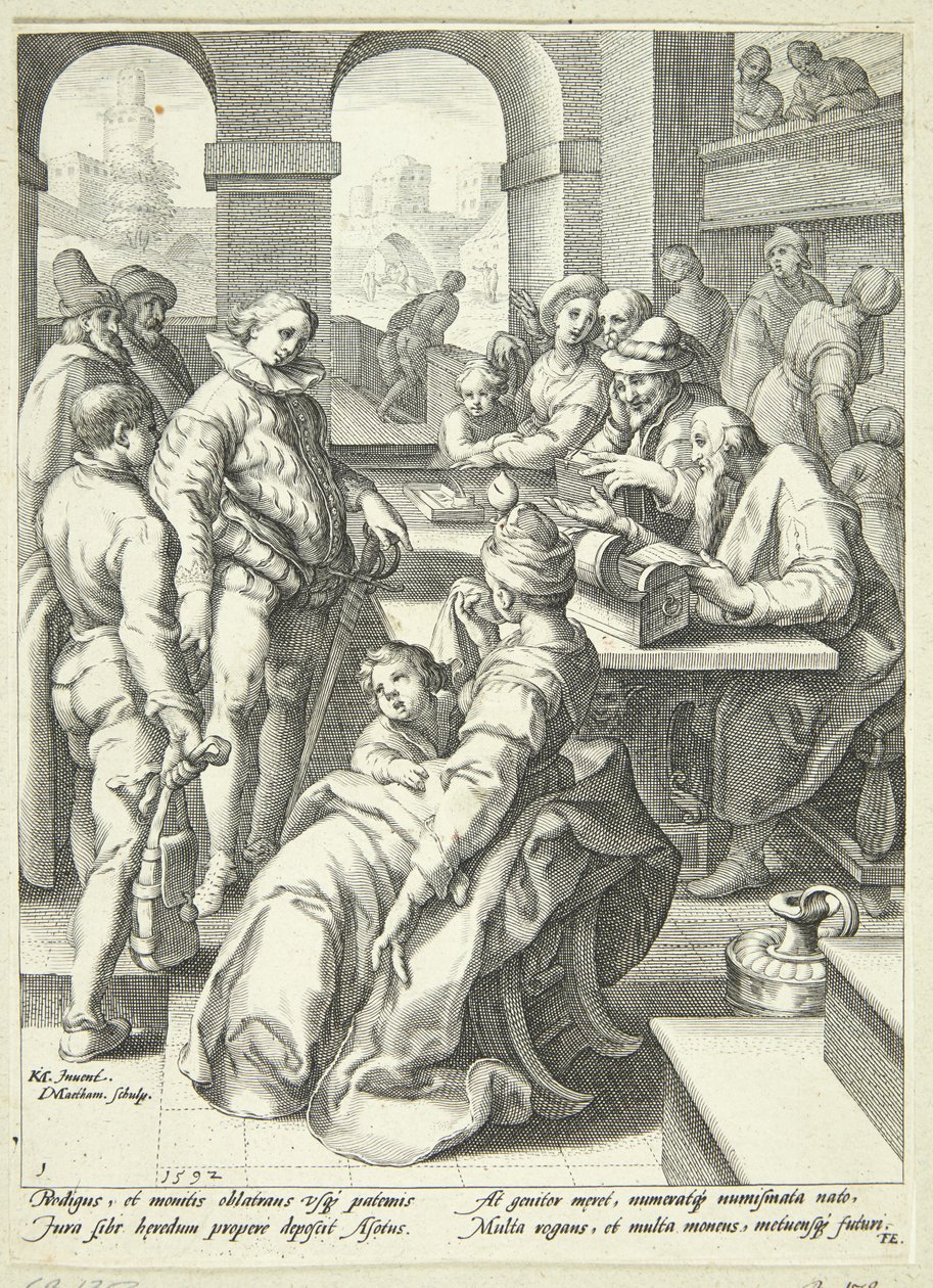 The Prodigal Son receives his inheritance by Jacob Matham