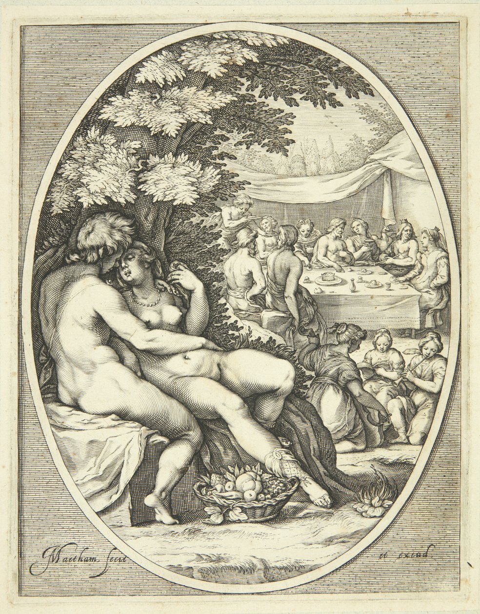 A God and a Goddess Embracing by Jacob Matham