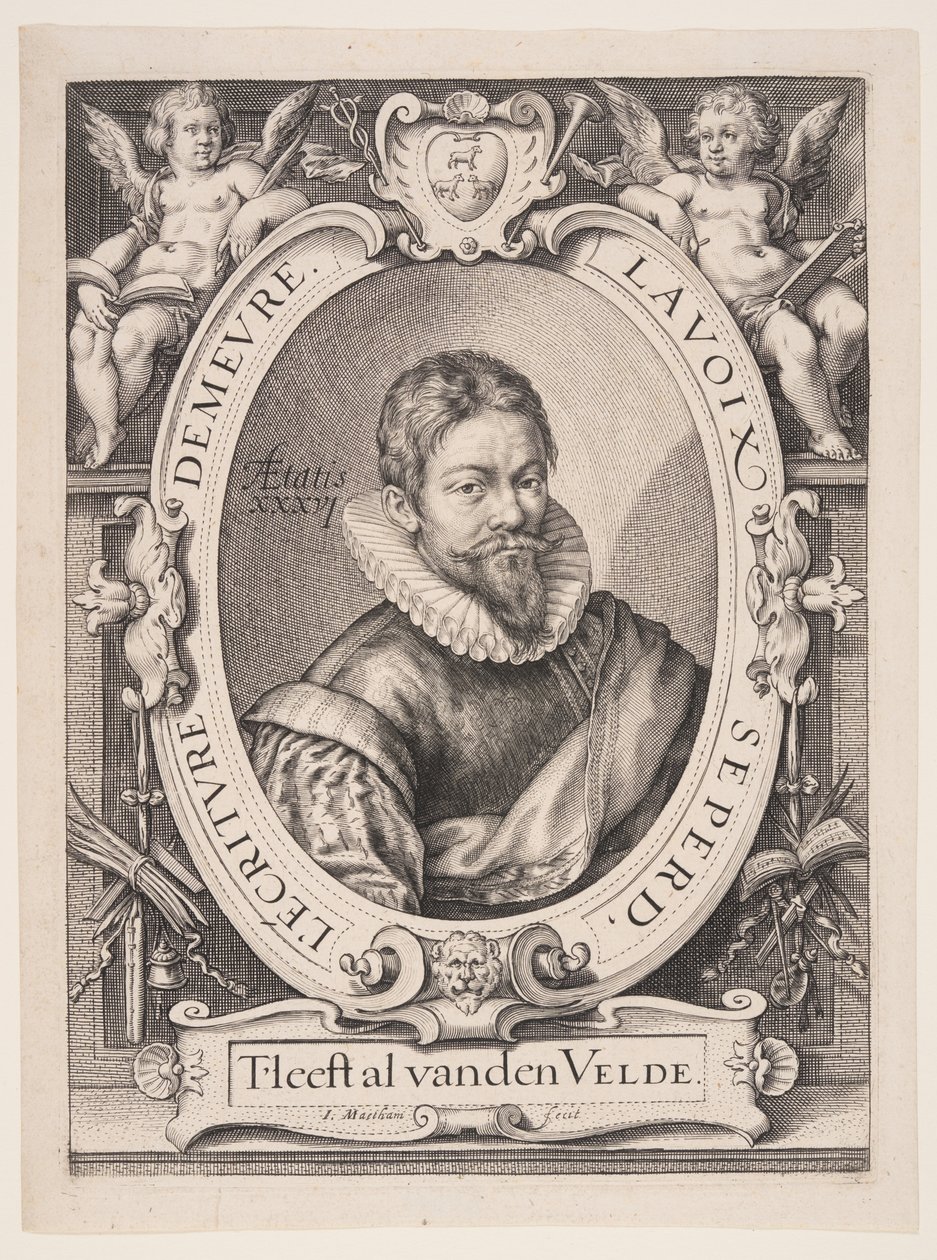 Jan van de Velde the Elder, Calligrapher in Haarlem by Jacob Matham