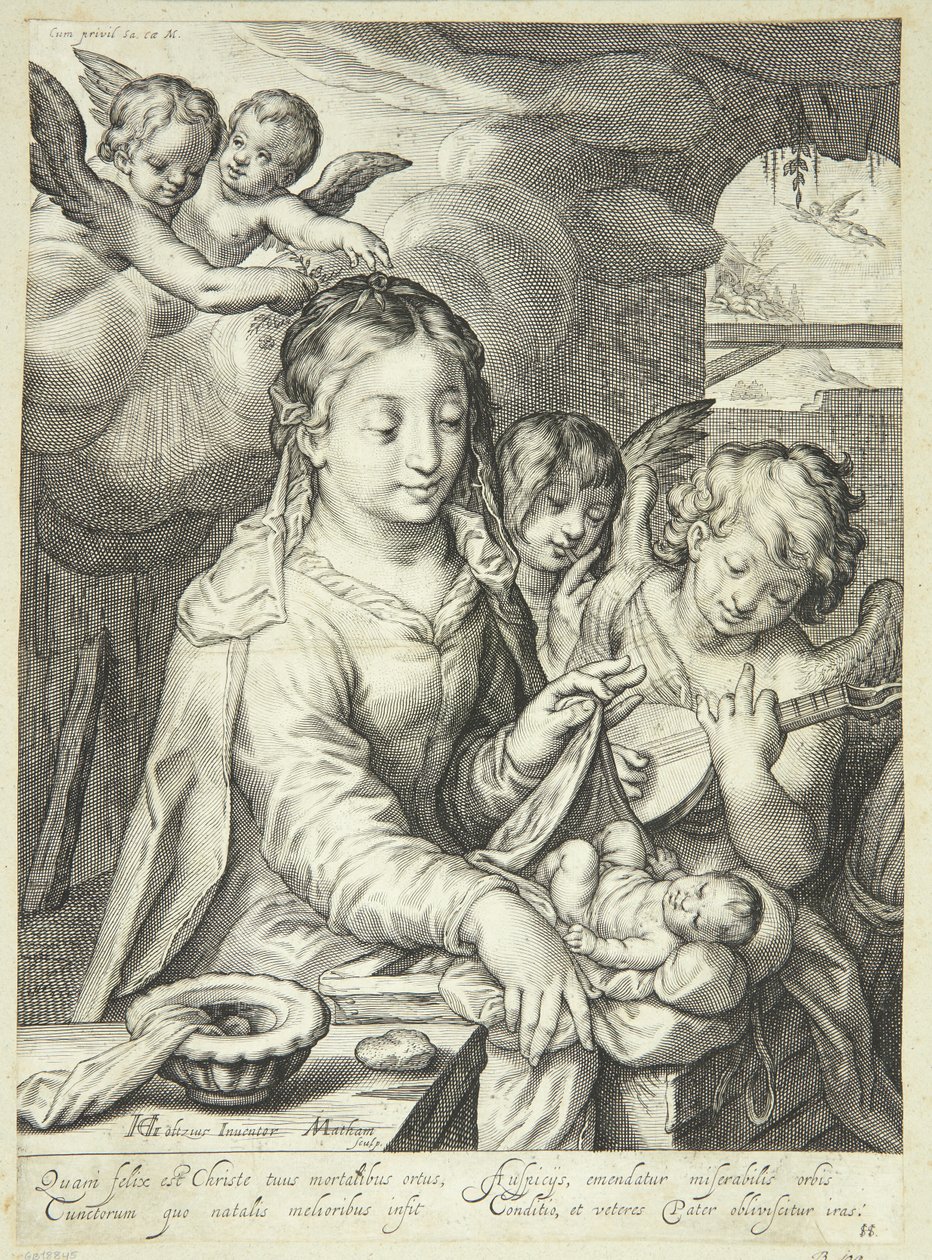 Virgin Mary with Child Surrounded by Angels by Jacob Matham