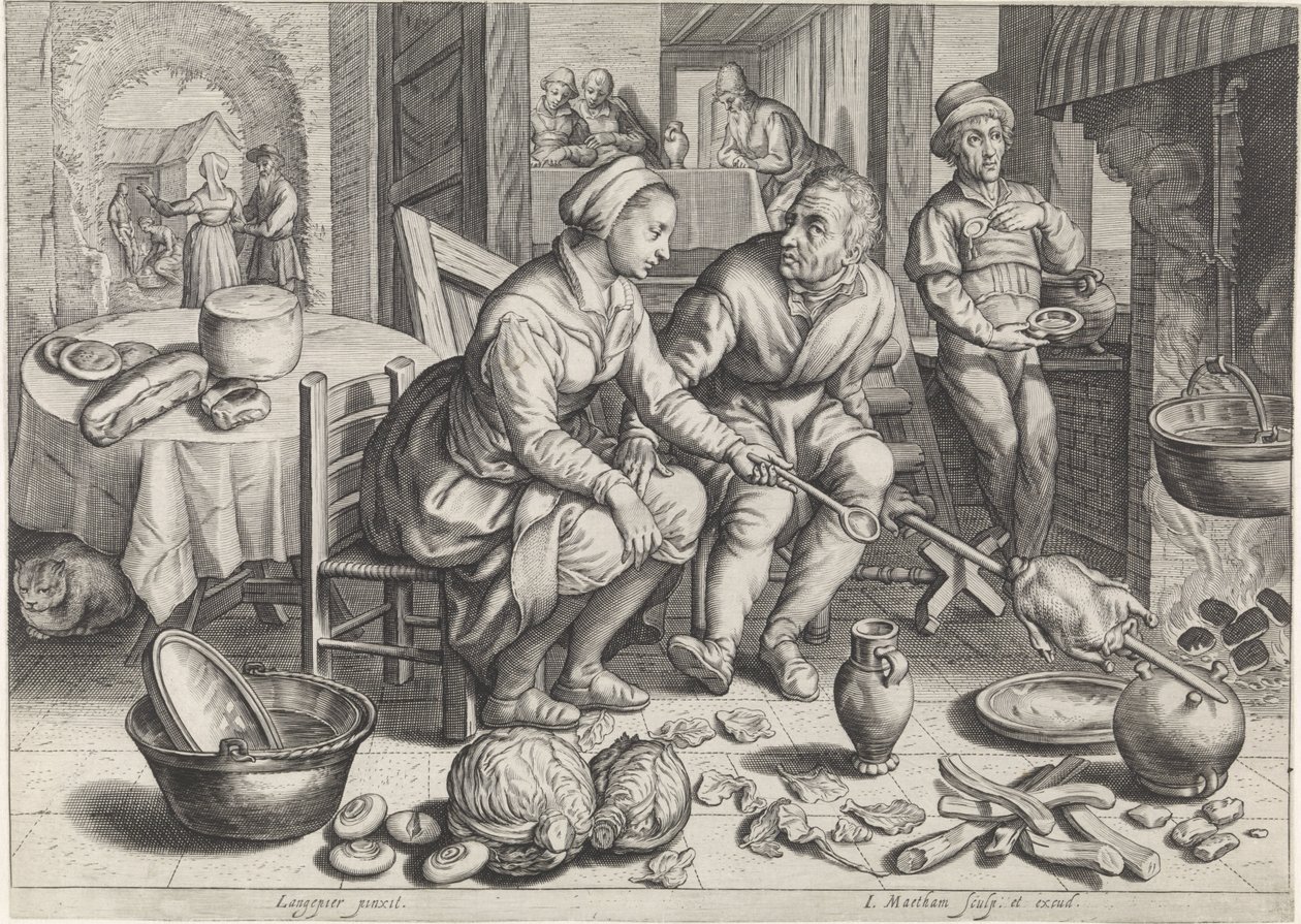 Kitchen Scene with Chicken on the Spit by Jacob Matham