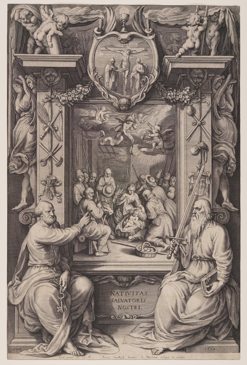 The Adoration of the Shepherds with St Peter and St Paul by Jacob Matham