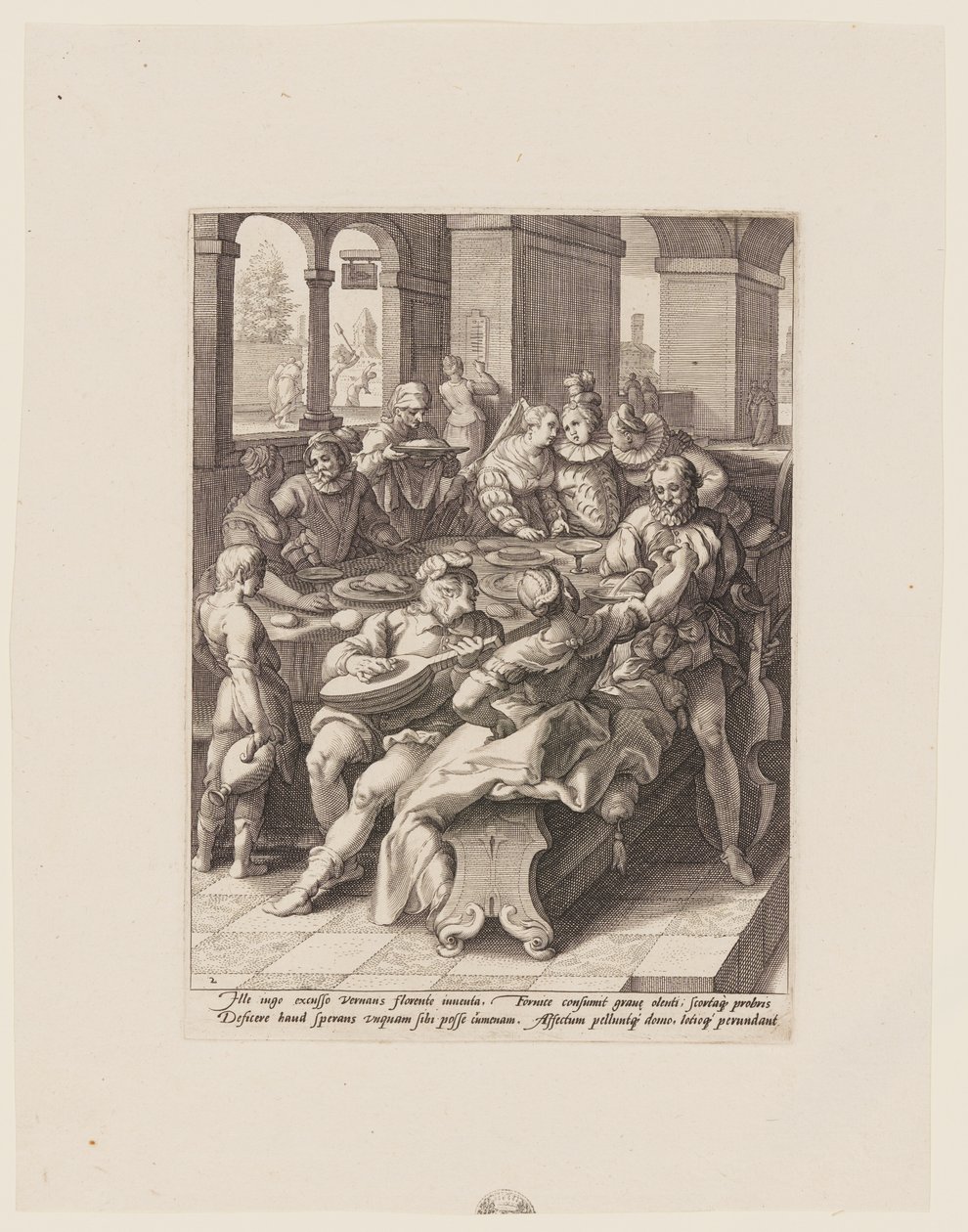 The Prodigal Son Feasting with Harlots, from The History of the Prodigal Son by Jacob Matham