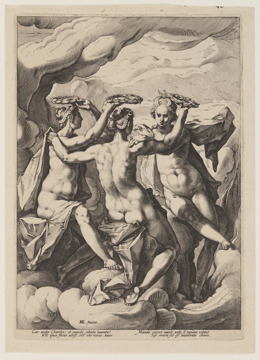 The Three Graces by Jacob Matham: Premium art reproduction