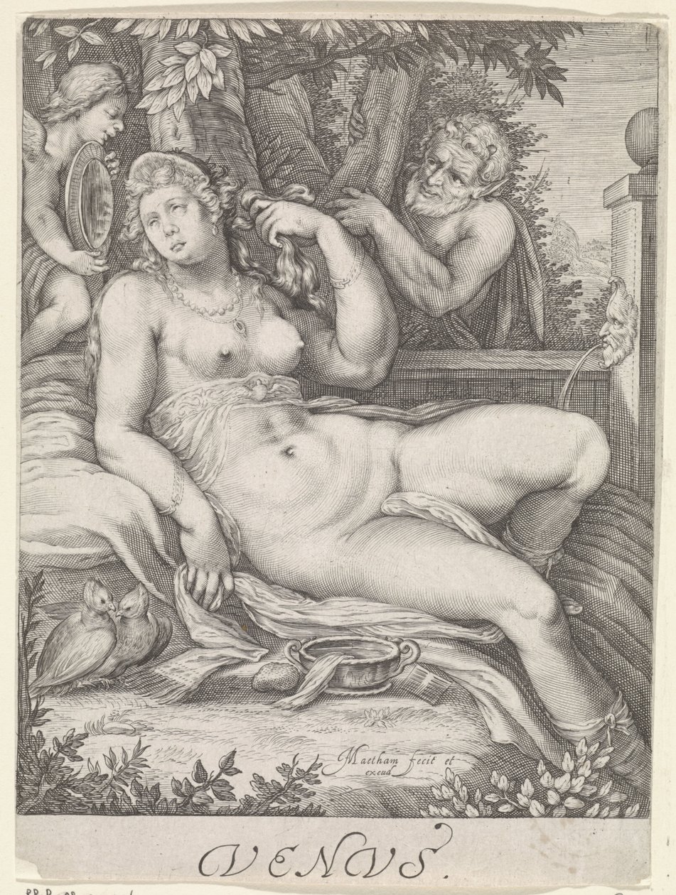 Venus Spied on by a Satyr (Venus) by Jacob Matham
