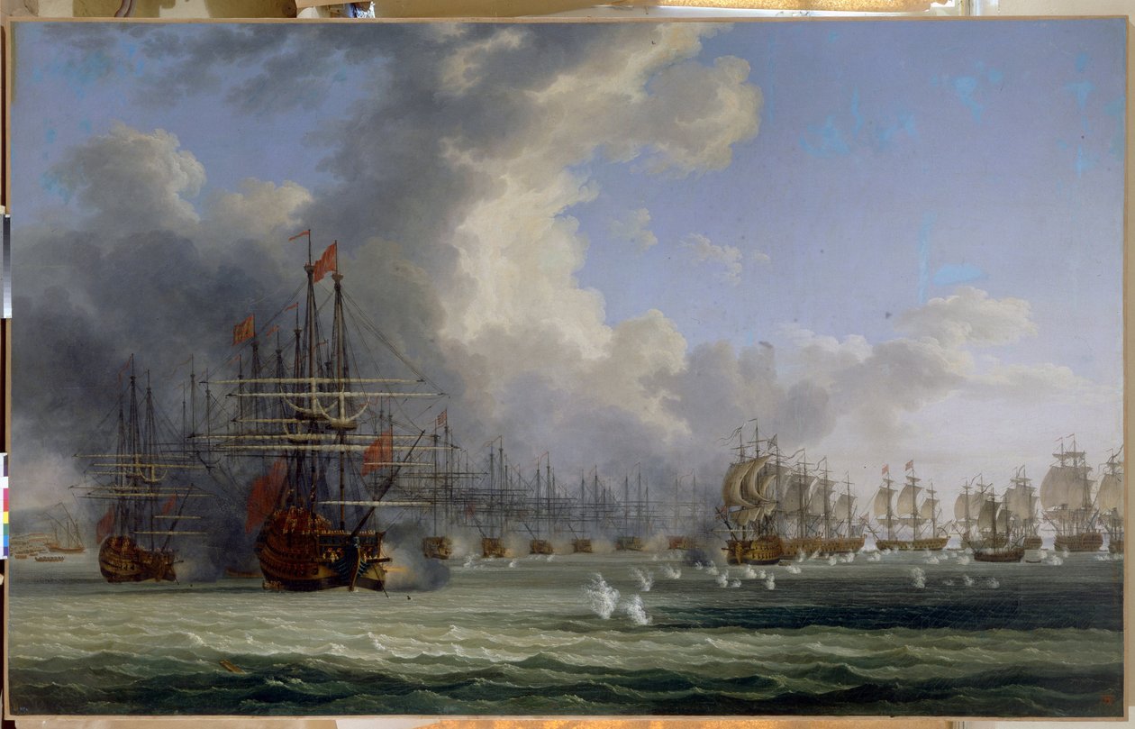 The Battle of Chesma. Beginning of the Fight on 5 July 1770 by Jacob Philippe Hackert
