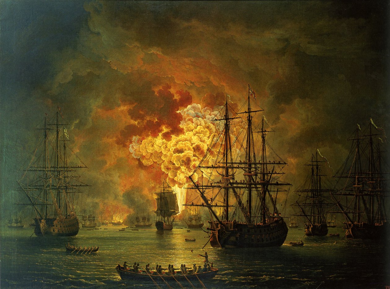 The Destruction of the Turkish Fleet at the Bay of Chesma, 1772 by Jacob Philippe Hackert