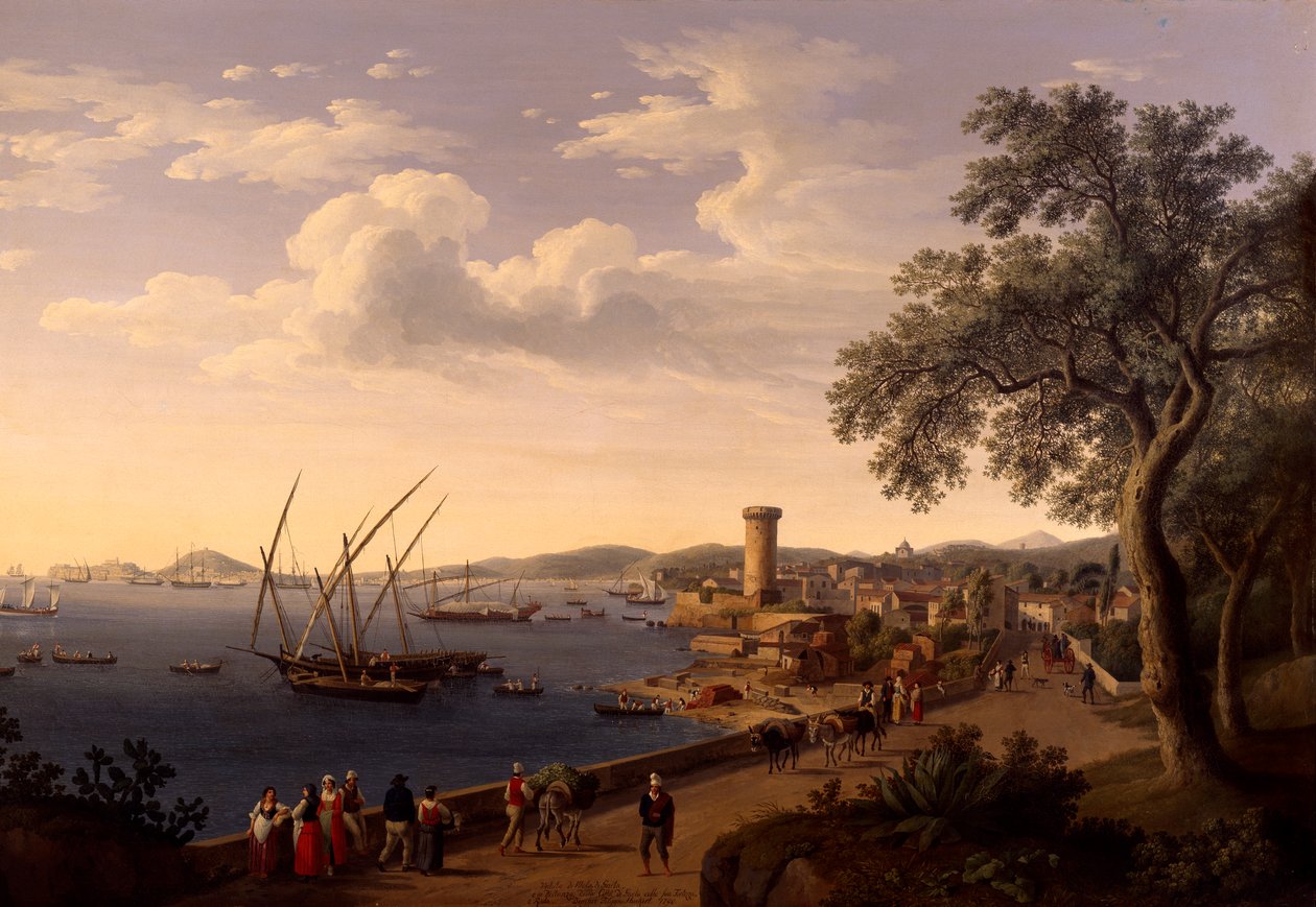 The Port of Gaeta, the Pier and the Fortress by Jacob Philippe Hackert