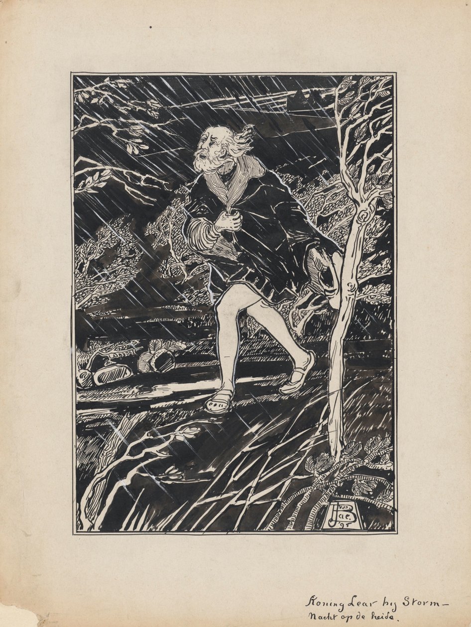 Design Illustration for King Lear by Shakespeare: King Lear in a Stormy Night on the Heath by Jacob Pieter van den Bosch