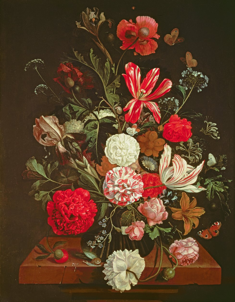 A Still Life of Flowers in a Glass Vase, 17th Century by Jacob Rootius