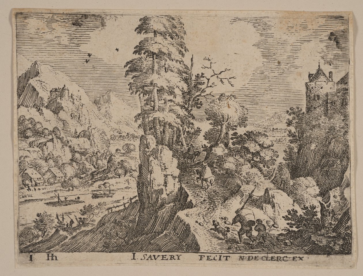 Path with Travelers to Right of River, from Landscapes by Jacob Savery I