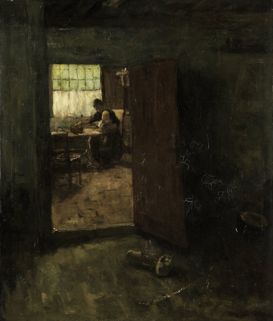 Domestic Interior with Country Woman and Child by Jacob Simon Hendrik Kever