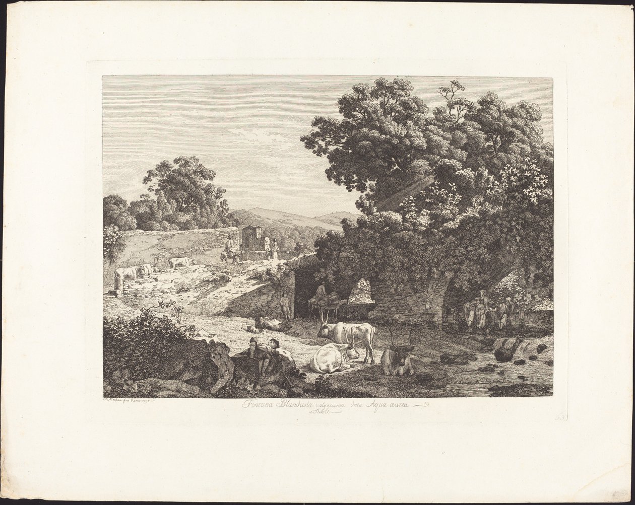 Blandusia Fountain, Commonly Called Acquoria in Tivoli by Jacob Wilhelm Mechau
