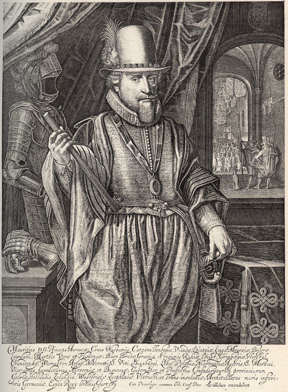 Portrait of Maurice de Nassau (1567-1625), Prince of Orange, Count of Nassau. Engraving by Willem Jacobsz Delff (17th century) by Jacob Willemsz Delff