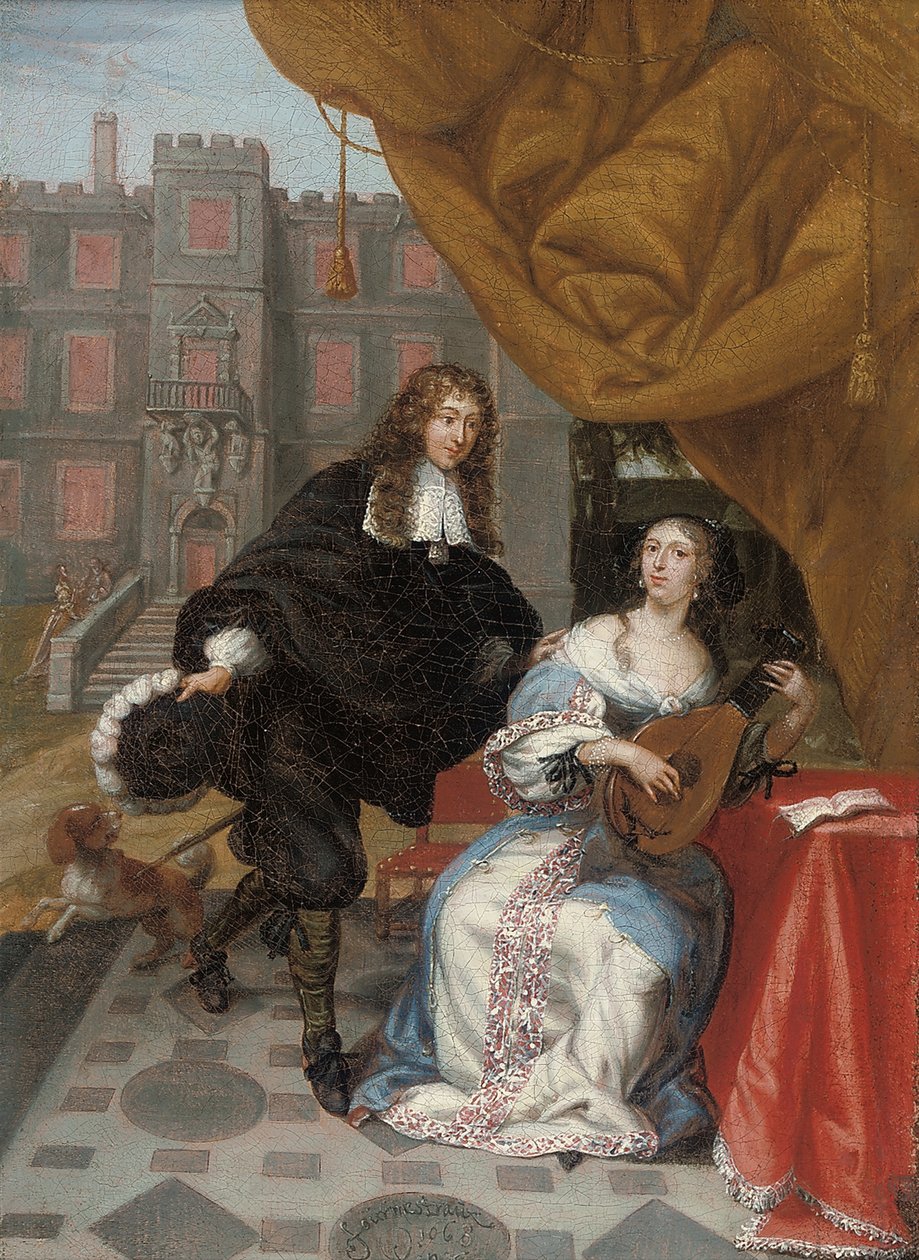 A Gentleman Courting a Lady Music Making in a Courtyard by Jacob de Fourmentrou