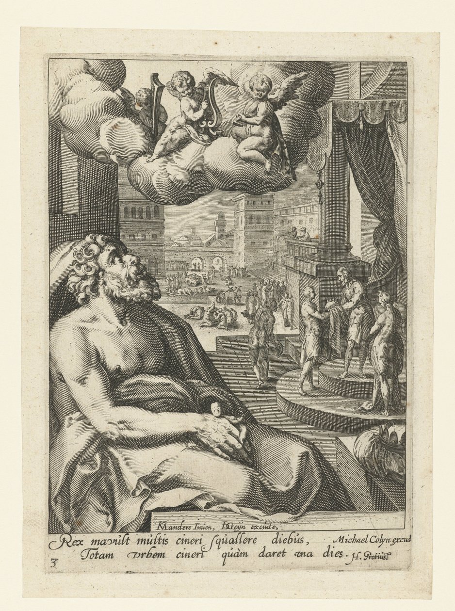 Solomon as a Penitent Sinner (series title: Eight Penitent Sinners from the Old and New Testament) by Jacob de Gheyn (II) (workshop of)