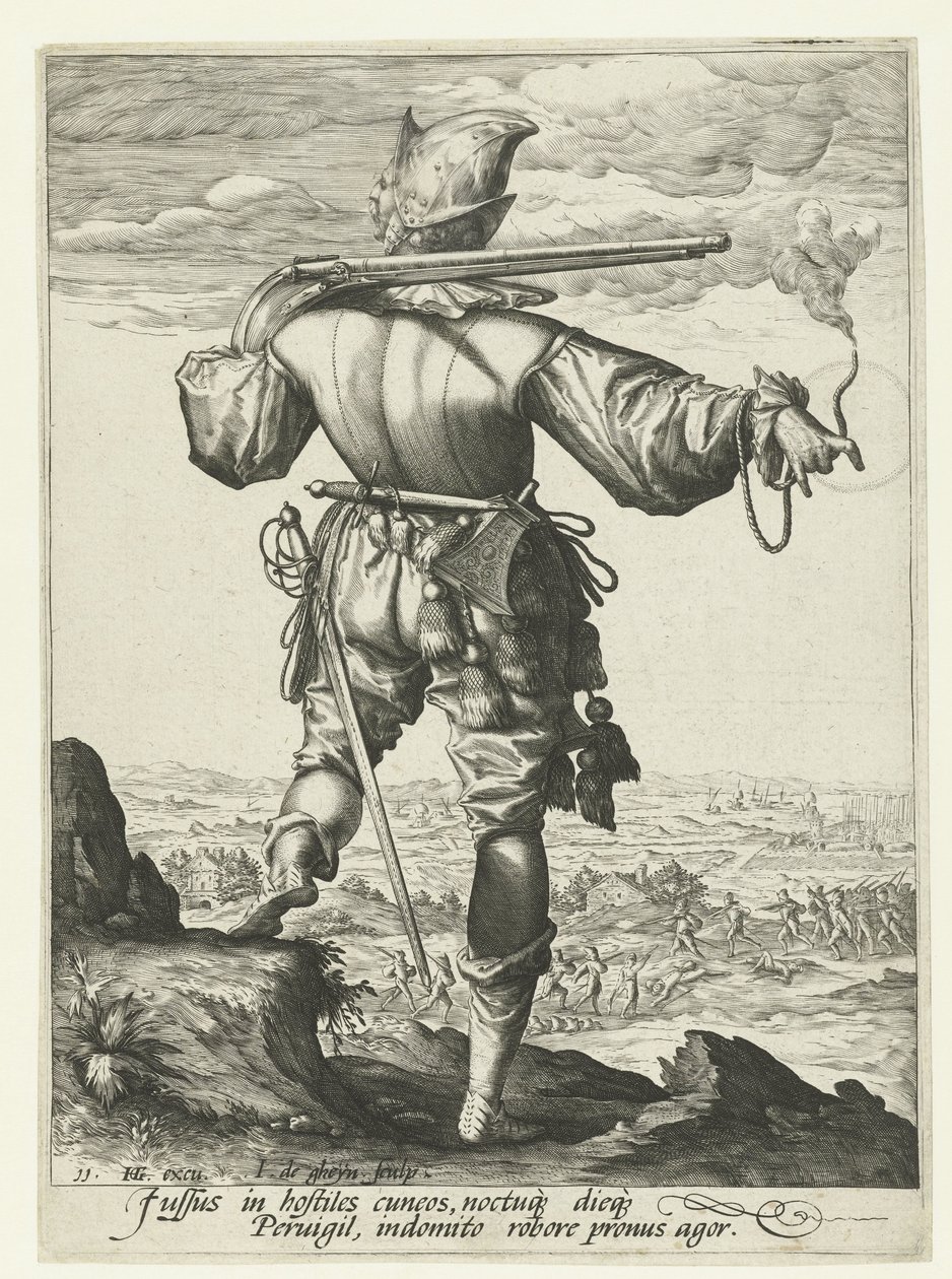 Musketeer (Harquebusier?) with Helmet by Jacob de Gheyn (II)