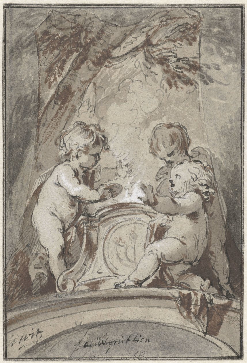 Allegory with Three Putti by an Altar by Jacob de Wit